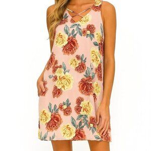 Envy Blush Pink Carnation Crinkle Sheath Dress Sz M